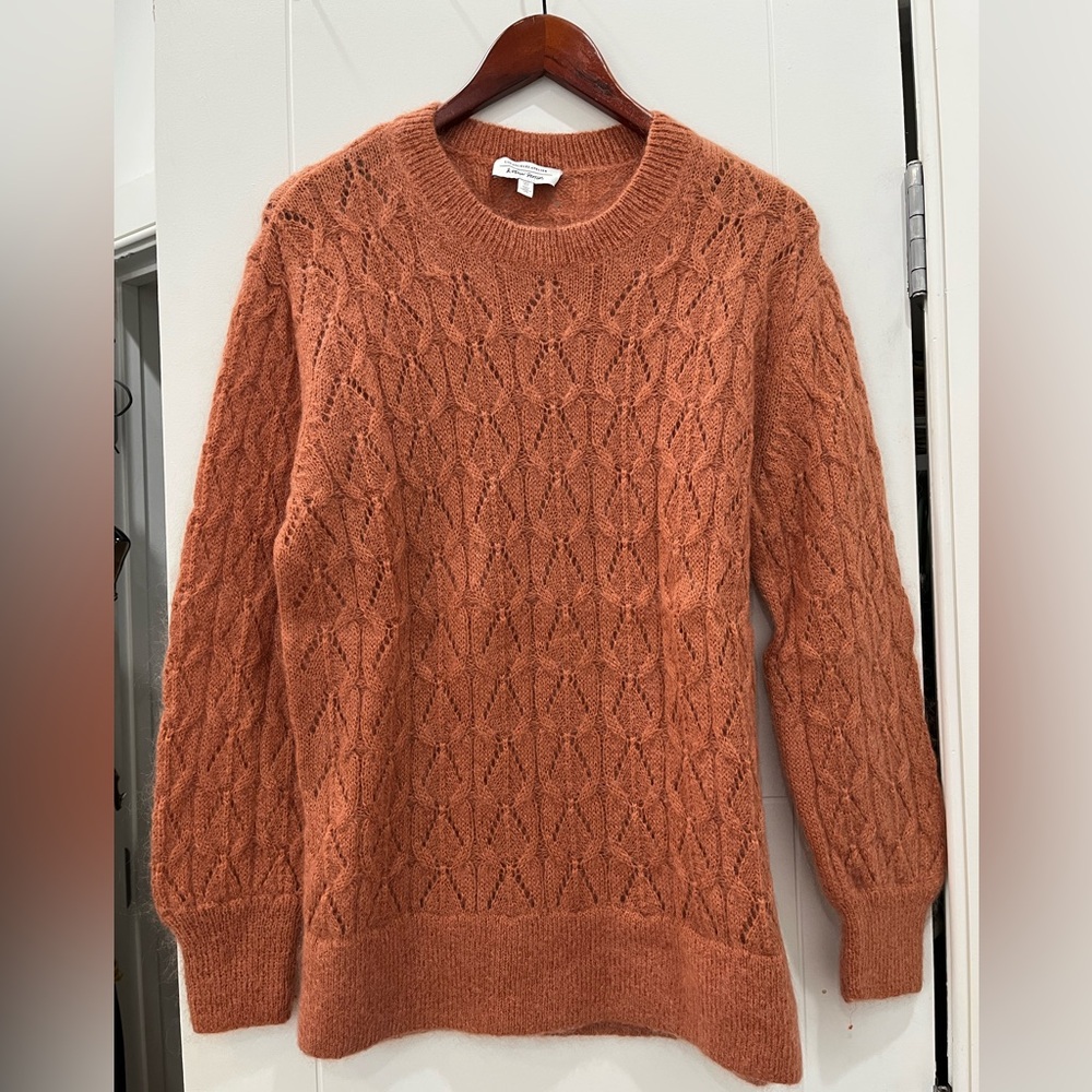 & Other Stories Peach/Salmon Oversized Eyelet Sweater
